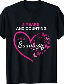 Camiseta para Mujeres Sobrevivientes del Cáncer de Mama (5 Años Libres de Enfermedad) Transpirable y cómoda - Negro 3 - Ver 6