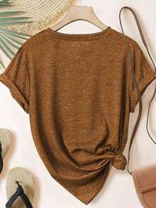 2026SummerELYSIAN WEAR Camiseta de Mujer 180G, Corte Holgado Casual, Cuello Redondo, Manga Corta, Estampado Gráfico con la Frase divertida "Puede que sea relajada, pero puedo inclinarme hacia adelante muy rápido". Ideal para uso diario, cómoda y suave, de mezcla de algodón, adecuada para mujeres que aman el humor y el estilo relajado. Camisetas gráficas holgadas y cómodas. - Verde - Ver 5