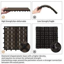 27PCS Acacia Wood Interlocking Flooring Tiles Waterproof Flooring For Outdoor & Indoor Patio,Balcony,Garden,Poolside,12 * 12 In,Black - A - View 8