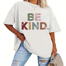 Talla Grande - Talla Grande - Camiseta de Manga Corta con Estampado BELIND y Cuello Redondo - Blanco - Ver 1