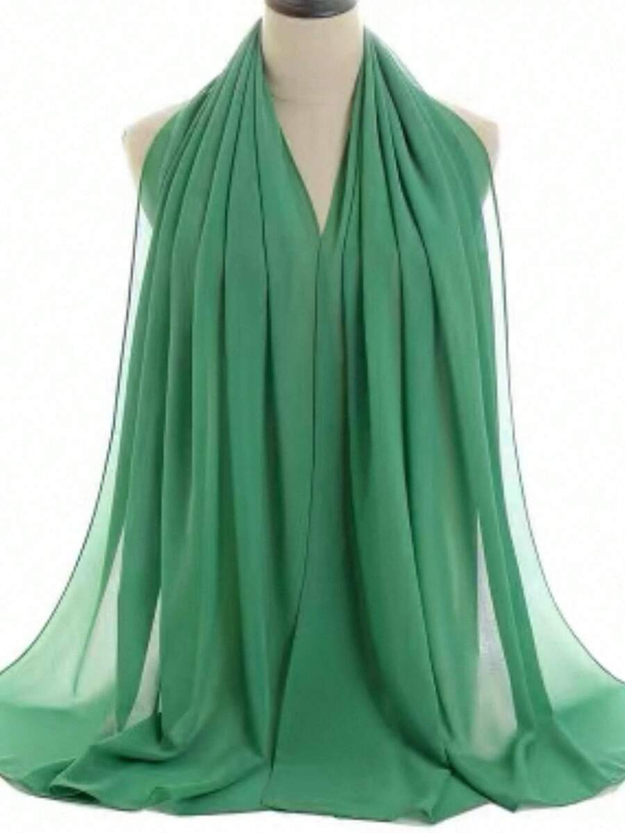 Women's Solid Color Scarf, Casual Versatile For Daily Wear - Green - View 1