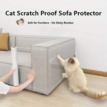 1 Roll Thick Transparent Sofa Protective Film - Anti-Scratch, Waterproof, Easy To Tear And Cut, No ResidueSelf-Adhesive, Suitable For Furniture, Walls, MarbleTabletops And Kitchen Countertops - 20*300cm - View 2