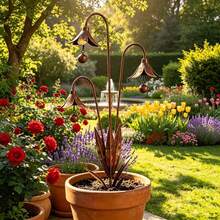 Vintage Iron Bluebell Flower Pot Stake, Rustic Decor For Garden, Versatile For Various Garden Scenes, Unique And Durable Design For Yard Landscaping And Scene Decoration - Bluebell - View 4