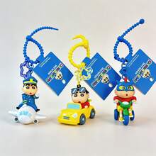 MINISO Cute 3D Shinchan Bag Charm With High-Detail PVC Figurine And Beaded Bracelet, Fun Cartoon Keyring For Backpack, Keys, Car Or Room Display, Multiple Styles Available - Blue and White - View 5