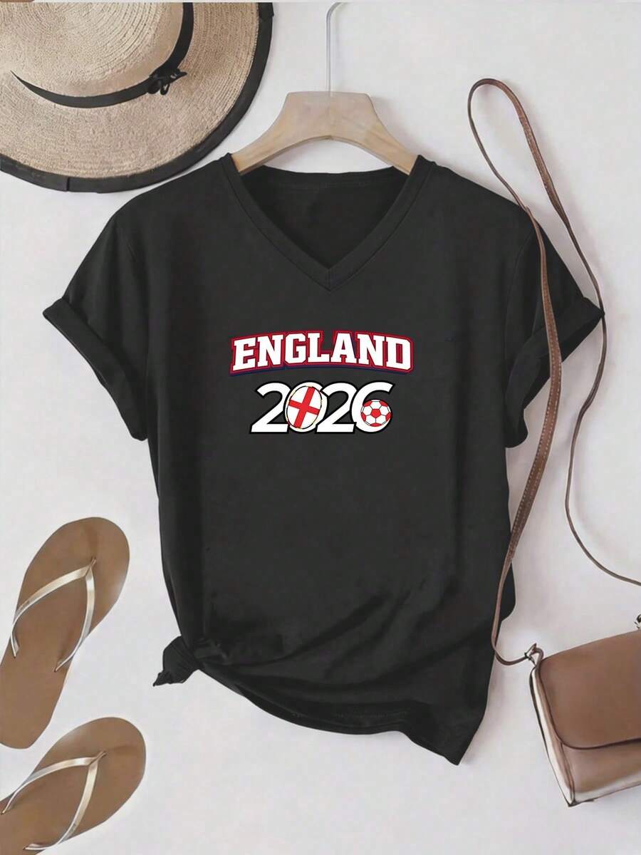 Talla grande - talla extra grande - camiseta de mujer, hecha de algodón puro, tela ligera y transpirable, diseño de cuello redondo, diseño estampado, corte de manga corta, adecuada para primavera y verano. - Negro - Ver 1