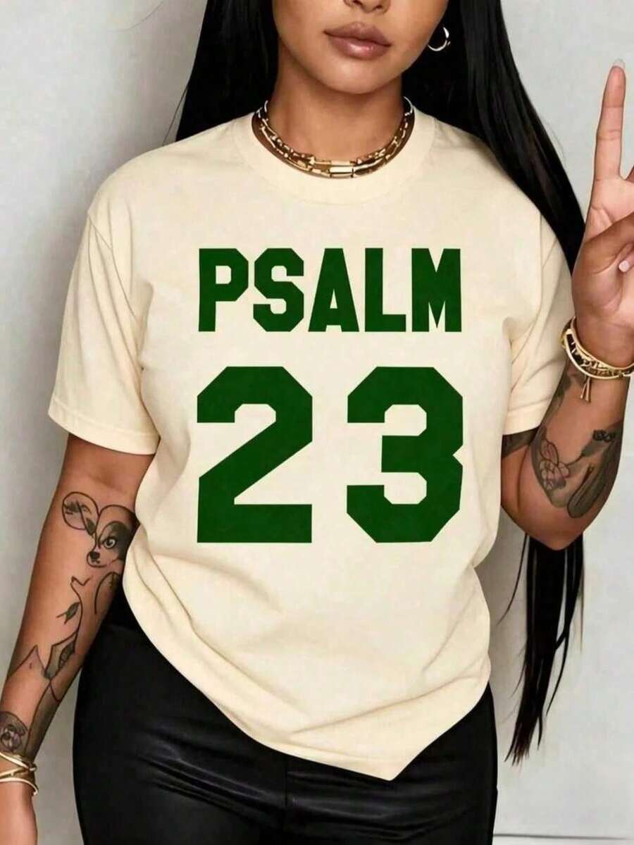 Camiseta de manga corta para mujer, ideal para uso diario, salidas casuales y reuniones religiosas, con estampado gráfico deportivo, cuello redondo, estilo casual y moderno, para primavera y verano. Envío nacional a todo México. - Albaricoque - Ver 1