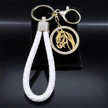 Llavero con colgante de acero inoxidable y cabeza de caballo Animal para mujer y hombre, llaveros de Color dorado, accesorios, joyería de regalo, porte clé ZUYZ - Azul - Ver 11