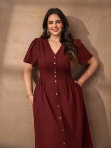 Plus Size Dresses - Bordeaux - View 9