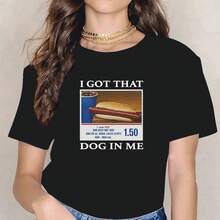 Playeras de mujer de algodón manga corta cuello redondo estampado I got that dog in me estilo casual para verano - Negro - Ver 5
