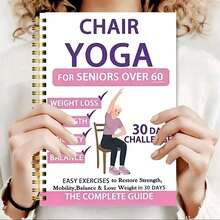 1 pièce Manuel de pratique de yoga sur chaise, guide de fitness pour les personnes d'âge moyen et âgées, livre d'instructions d'entraînement à domicile, plan de mise en forme sur 30 jours, restauration de la force, amélioration de l'équilibre, amélioration de la flexibilité, exercice à faible impact, édition illustrée en couleur pour débutants, reliure spirale pour un feuilletage facile, convient aux seniors de 60 ans et plus, entraînement quotidien à domicile, étirement au bureau, exercice léger de réadaptation, plan de santé pour la retraite, cadeau pour la fête des mères, cadeau pour la fête des pères, cadeau pratique pour les personnes âgées, fitness corporel d'intérieur, entraînement à la prévention des chutes, manuel d'exercices pour la perte de poids - Multicolore - Voir 8