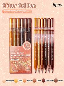Bộ 6 bút gel kim tuyến, bút mực gel lấp lánh 1.0mm viết trơn tru, văn phòng phẩm chất lượng cao dùng cho viết nhật ký, vẽ nguệch ngoạc, ghi chú, thủ công DIY, quà tặng cho trẻ em. - Bộ - Xem 8