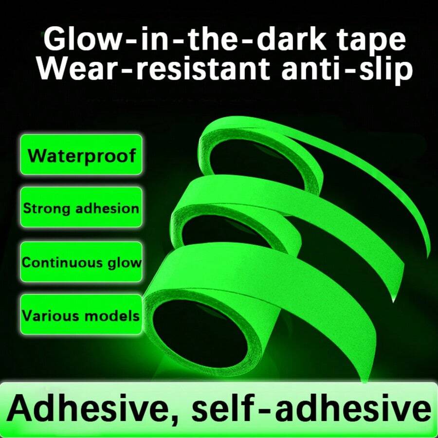 Glow-In-The-Dark Luminous Tape, Self-Adhesive Fluorescent Tape For Stairs, Stage, Warning Markers, Night Visibility - Green - View 1