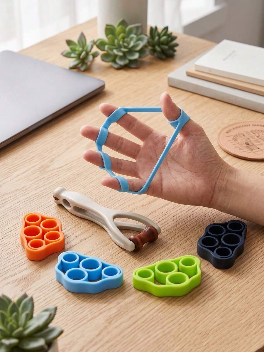 Finger Massage Roller And Silicone Finger Trainer Kit, Hand Resistance Bands Set To Relieve Finger Stiffness And Pain, Hand Strength Training For Office Workers And Gamers - Multiple Styles - View 1