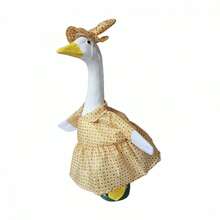 Porch Goose Christmas Outfits Snowman/Floral Dress And Hat Goose Statue Clothes Garden Decoration - A - View 6