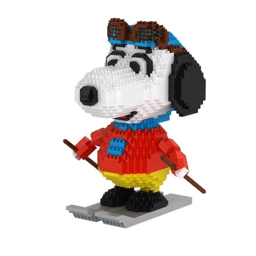 SNOOPY 史努比花生漫画滑雪造型微粒积木单包,1000+块,益智拼装3D模型,成人减压收藏桌面摆件玩具 - 彩色 - 查看 1