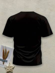 Camiseta de moda para hombre con estampado 3D Alain Chi - Negro - Ver 3