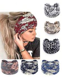Bộ 6 chiếc băng đô bản rộng phong cách Boho cho nữ, phụ kiện tóc thắt nút thời trang cho yoga và thể dục, băng đô kiểu châu Phi cho nữ, trang phục mùa hè, lễ hội, tiệc tùng. - Nhiều màu - Xem 18