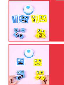 1set Building Blocks Wooden Puzzle Game Smiling Face Desktop Game Emoticon Board Games - 彩色 - 查看 4