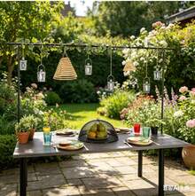Table Garland Stand. Table Decoration Bar. 130-250 Cm. - Black - View 1