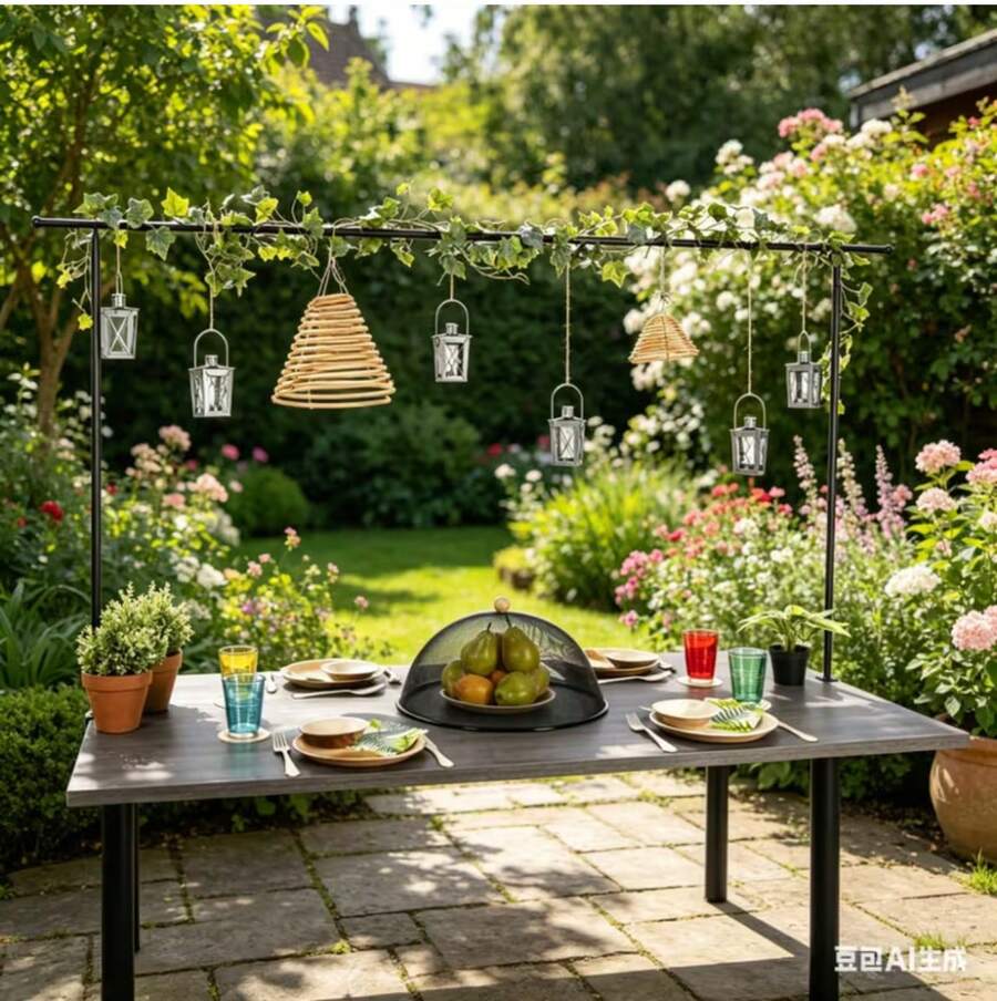 Table Garland Stand. Table Decoration Bar. 130-250 Cm. - Black - View 1