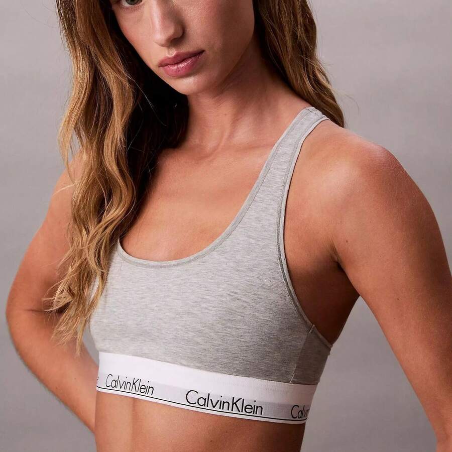 Calvin Klein Calvinklein Icon Cotton Modal Unlined Bralette QF8493 - Grey Heather - View 1