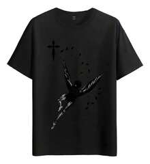 Muscle Freaks T-Shirt Fallen Angel Abstract Wings Style - Black - View 6