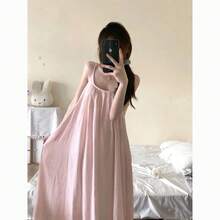 Women Midi Dresses - Pink Slip Dress [with Bra Pads] - View 5