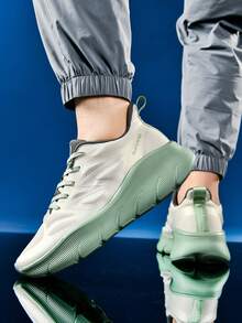 Men's Breathable Mesh Running Shoes, Lightweight Soft Sole Shock-Absorbing Sneakers, Versatile For Commuting, Fitness, Daily Casual Wear - Mint Green - View 5