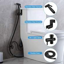 Tatukiko Handheld Toilet Bidet Sprayer, Stainless Steel Bathroom Personal Hygiene Sprayer Set, Adjustable Water Pressure Baby Diaper Sprayer, Suitable For Family Cleaning Use - Set - View 6