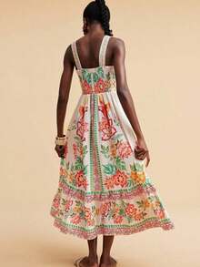 Vestido casual sin mangas con estampado floral para vacaciones - Negro - Ver 11