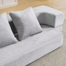 Convertible Sofa In A Modern Design, Double-Functional, No Assembly Required, Easy To Transport, Suitable For Living Rooms, Guest Rooms, Bedrooms And Other Rooms. - Light Grey - View 8