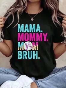 1 pieza - Camiseta de Mujer - Camiseta Gráfica de Béisbol para Mujer - Casual de Manga Corta con Cuello Redondo, Top de Verano y Primavera con Diseño de Béisbol y Estilo Drip, Ropa para Mamá Béisbolera |     Camisetas Divertidas con Estampados |     Confección de punto, camiseta de béisbol, ropa de mujer a la moda, camisetas, ropa, top blanco, camiseta con estampado, adecuada para gimnasio, entrenamientos, uso diario informal y estilo urbano. 180g Algodón 100%. - Blanco - Ver 7