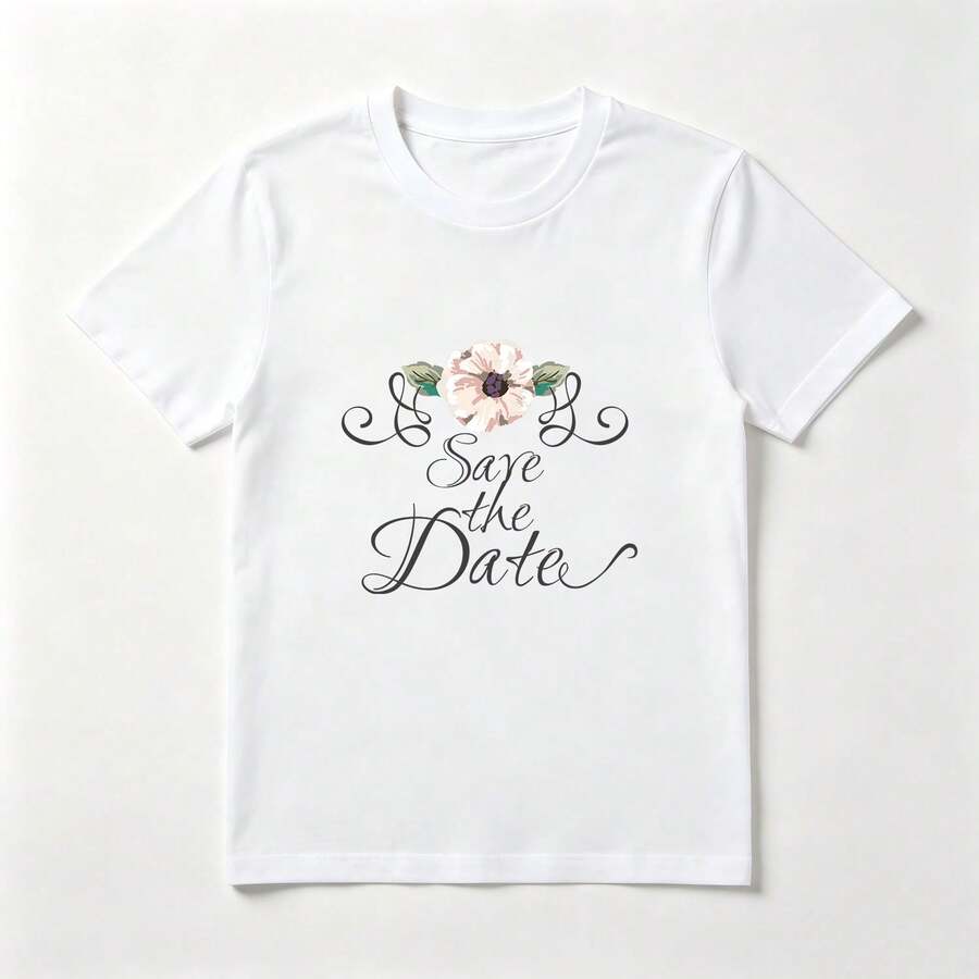 Flor Acuarela Rosa Playera de Algodón Blanca con Diseño Elegante - Blanco - Ver 1
