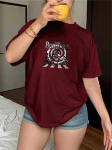 Women's Short-Sleeved T-Shirt, New 2026 Model. Ideal For Casual Looks, Perfect As A Birthday Gift Or For Any Holiday For Women And Teens. Artistic Style, Modern Design, Breathable Fabric, Printed T-Shirt, For Art Lovers, Fashion Statement, Comfortable Fit,  Top, Fashionable. - 波爾多 - 查看 1