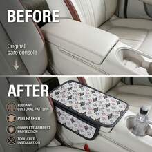 Alas Penyimpanan Sandaran Tangan Mobil Universal dari Linen, 12,6*7,5 Inci, Tersedia dalam Dua Model: Tipe Penyimpanan dan Tipe Tanpa Kantong. Tahan Aus dan Tahan Lama, Melindungi Sandaran Tangan, Cocok untuk Sedan, SUV, Mobil Keluarga, dan Aksesori Interior Mobil. - F30 - View 4