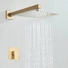 Square Shower Head, Single Lever, Rain Type, High Pressure - Gold - View 1