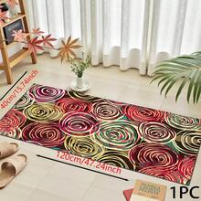 1 pieza Alfombra con estampado de patrón de líneas minimalista y colorido, serie de felpudo largo, adecuada para sala de estar, lavandería, baño, dormitorio, cocina - Multicolor - Ver 13