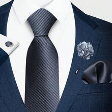 AlanKing 4-Piece Set: Solid Color Necktie, Pocket Square, Cufflinks And Lapel Pin, Suitable For Formal Business, Wedding Ceremonies, And Casual Outfits - Color Mixing - View 11