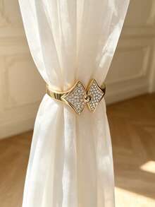 Diamond Decor Curtain Tieback, Gold Metal Spring Curtain Clip, No Drill Curtain Holdback For Bedroom Living Room - Golden Diamond - View 1