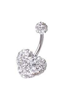 1pc Skin-Friendly Hypoallergenic 5A Zirconia Titanium Steel Navel Piercing Ring, Sparkling Zirconia Mud Ball Navel Ring, Heart Shaped Navel Stud, Colorful Zirconia Unisex Body Piercing Jewelry - Heart-shaped Belly Button Ring - View 22