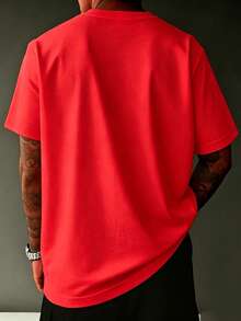 Diseño Simple y Versátil , Camiseta para Hombre, Estampado con Patrón de la Copa Mundial de Atlanta, Camiseta Deportiva de Verano Cómoda y Transpirable, Camiseta Deportiva de Fitness, Camiseta de Algodón. - Rojo - Ver 2