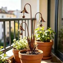 Vintage Iron Bluebell Flower Pot Stake, Rustic Decor For Garden, Versatile For Various Garden Scenes, Unique And Durable Design For Yard Landscaping And Scene Decoration - Bluebell - View 2