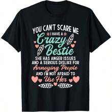 1 Piece Besties Cute Bestie Best Friend Hip Besties T-Shirt For All Seasons, 100% Cotton, One-Sided Print, Round Neck, Short Sleeve, Unisex, Base Layer, 180g, 100% Cotton, Designs Are Printed. Unisex. - 顏色 7 - 查看 1