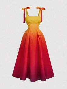 MOD Vestido largo con hebilla ancha en la cintura, informal para vacaciones - Multicolor - Ver 1