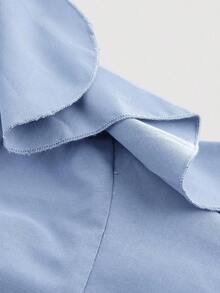 MOD Vestido asimétrico azul con volantes en el bajo, con aire romántico y soñador, apropiado para citas, fiestas, vacaciones, fiestas de té, atuendo de cumpleaños - Celeste - Ver 3