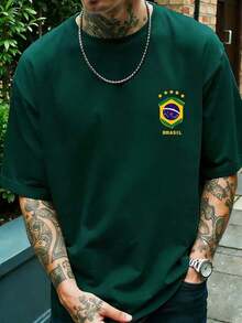 Men's Graphic T-Shirt, Retro Brazil Football Jersey - Legendary Number 10, Casual Football Fan Outfit, Soccer Jersey, 100% Breathable Knit Polyester, Regular Fit Crew Neck Design - 藍色 - 查看 7