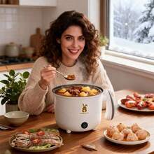 SOKANY Multifunctional Small Rice Cooker, Mini Rice Cooker, Cook, Stew, Fry All-In-One, Suitable For 2-3 People, Compact And Lightweight, Suitable For Travel, Meets Daily Needs Of Small Families Or Single Apartments - White Single Layer - View 3