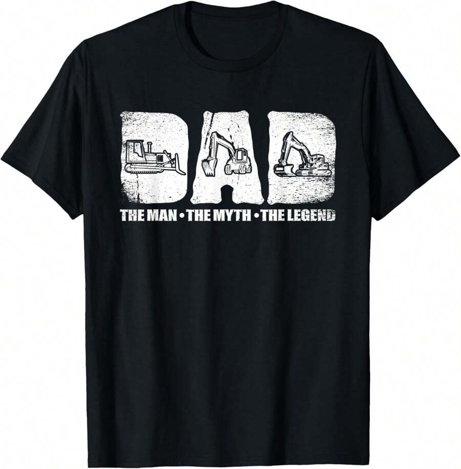 Camiseta unisex para hombre con diseño de operador de maquinaria pesada. Regalo ideal para papás. - Negro - Ver 1