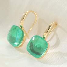 DIYCCPC Anting Liontin Persegi Kaca Aneka Warna Vintage Mewah, Perhiasan Fashion Buatan Tangan untuk Wanita, Hadiah Ideal untuk Pesta dan Perjamuan - MultiWarna - View 6