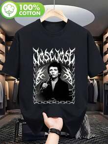 Camiseta de música mexicana Soft Jose Jose - Retrato icónico vintage y firma, adecuada para uso casual, ropa retro para fans, lavable a máquina, regalo unisex, camiseta negra para conciertos, atuendos diarios y recuerdos nostálgicos. - Negro - Ver 7